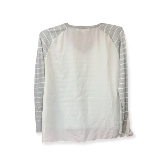 SzL Loft Grey/White Striped V-Neck Top - Picture 3 of 5